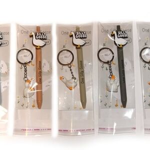 16x Set of Silly Goose Pen and Keychain Set - Brown, Green, Black